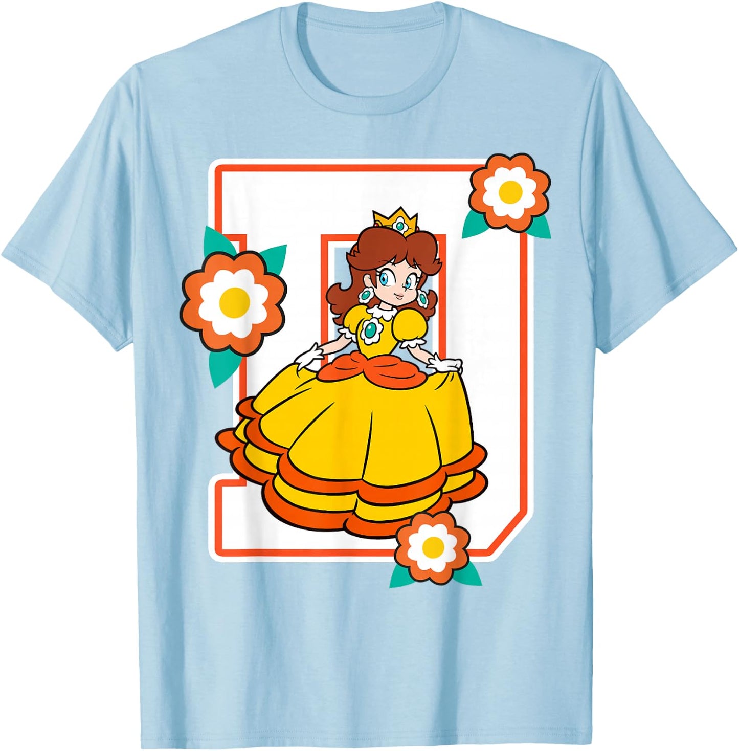 Super Mario Daisy Flowers Poster Graphic T-Shirt - T-Shirt | Light Blue