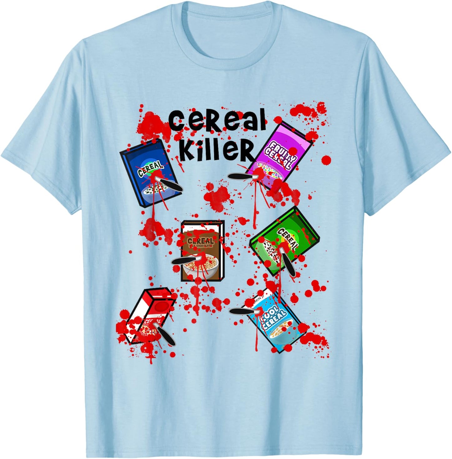 Cereal Killer Funny Easy Lazy Last Minute Halloween Costume T-Shirt - T-Shirt | Light Blue