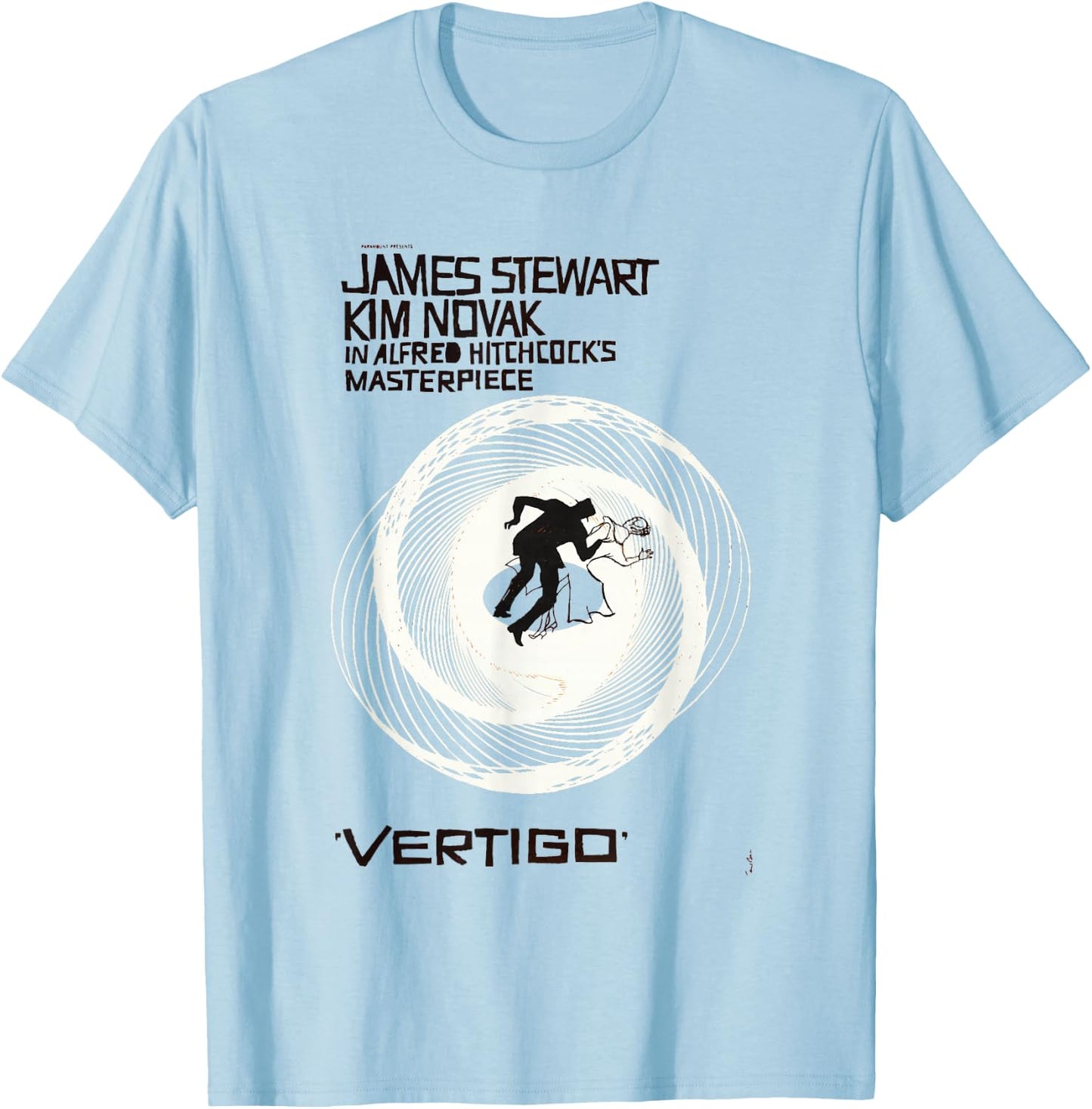 Vertigo Vintage Movie Poster, Noir Thriller Acrophobia Film T-Shirt - T-Shirt | Light Blue