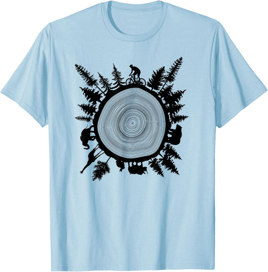 Into The Woods - Tree Ring T Shirt Design T-Shirt - T-Shirt | Light Blue