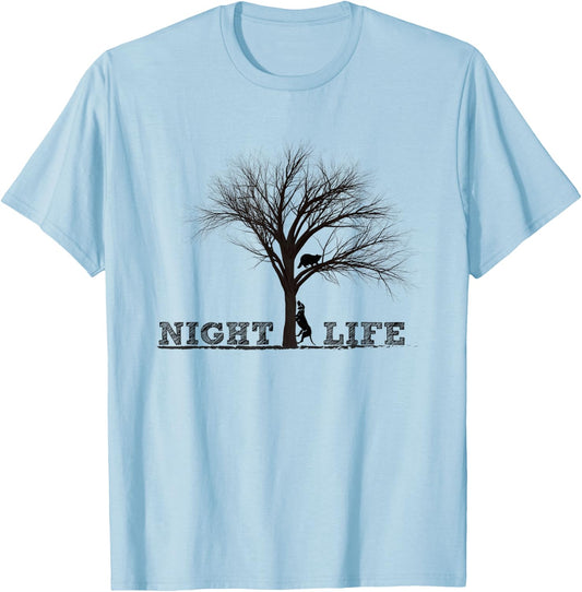 Raccoon Coon Hunting Night Life Treeing Dogs Raccoon Gifts T-Shirt - T-Shirt | Light Blue