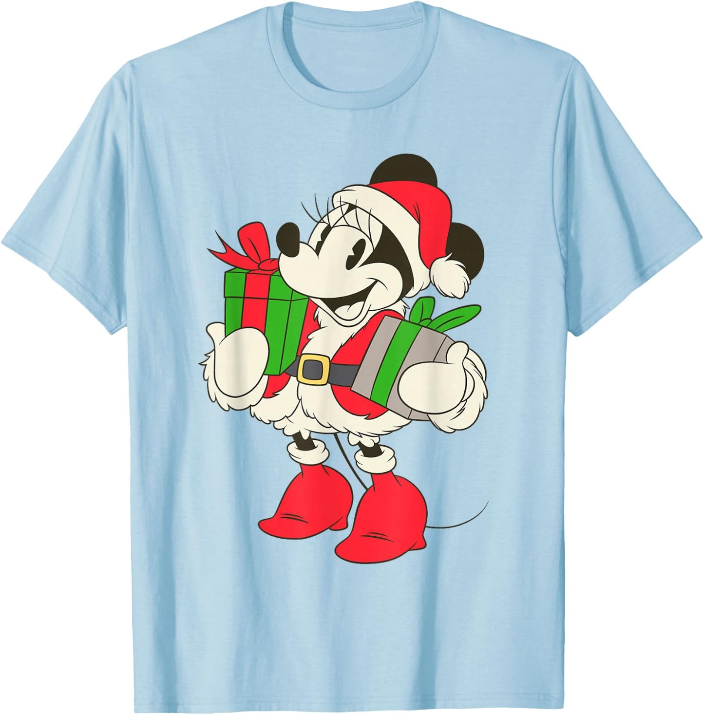 Disney Vintage Santa Minnie Mouse Holiday T-Shirt - T-Shirt | Light Blue