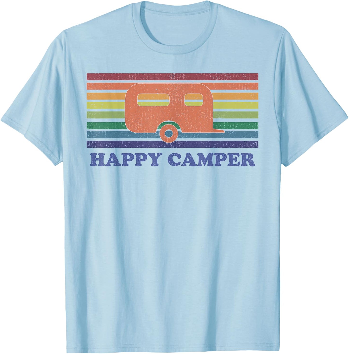 Happy Camper Shirt Vintage Camping T-Shirt - T-Shirt | Light Blue