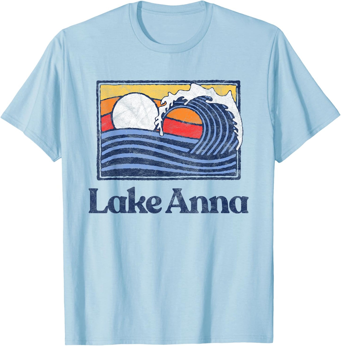 Lake Anna Retro Surfer Vintage Beach & Wave Graphic Women Kids T-Shirt - T-Shirt | Light Blue