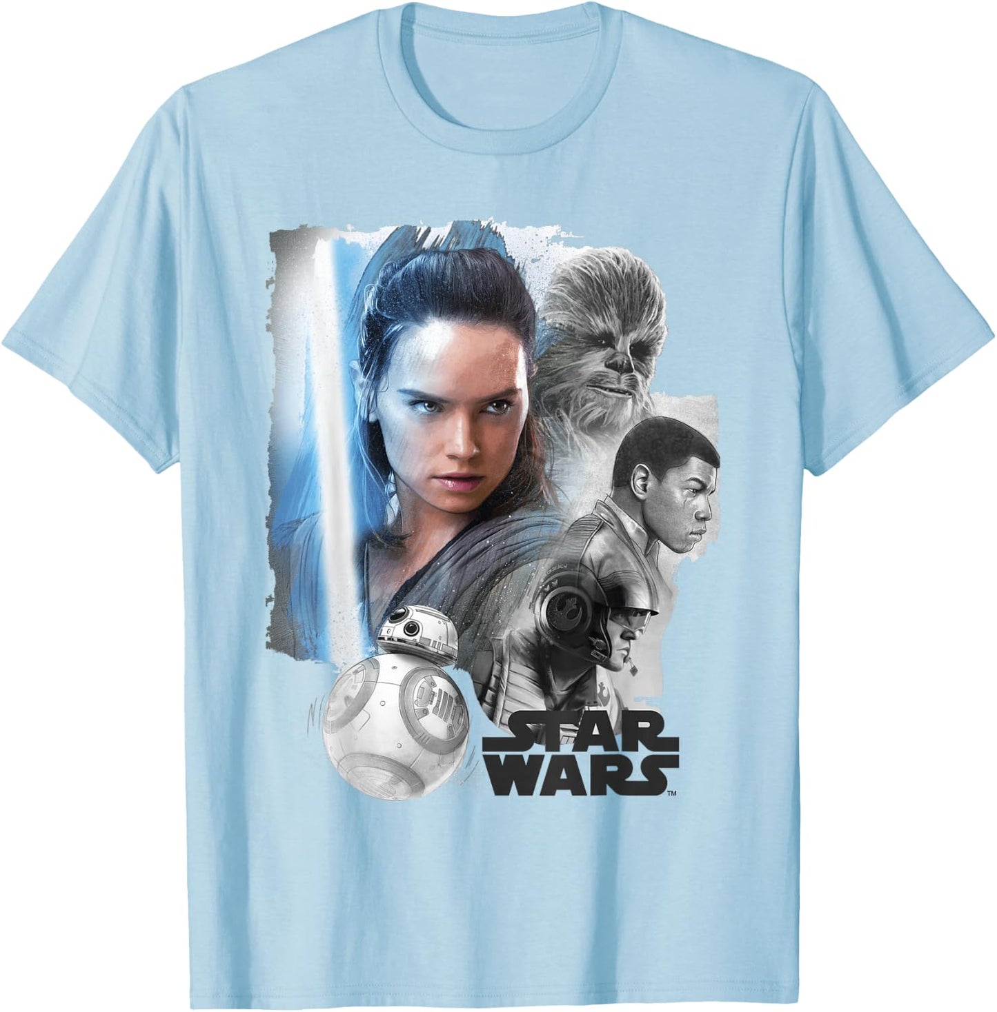 Star Wars Last Jedi Rey & the Team Are Ready Graphic T-Shirt - T-Shirt | Light Blue