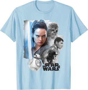 Star Wars Last Jedi Rey & the Team Are Ready Graphic T-Shirt - T-Shirt | Light Blue