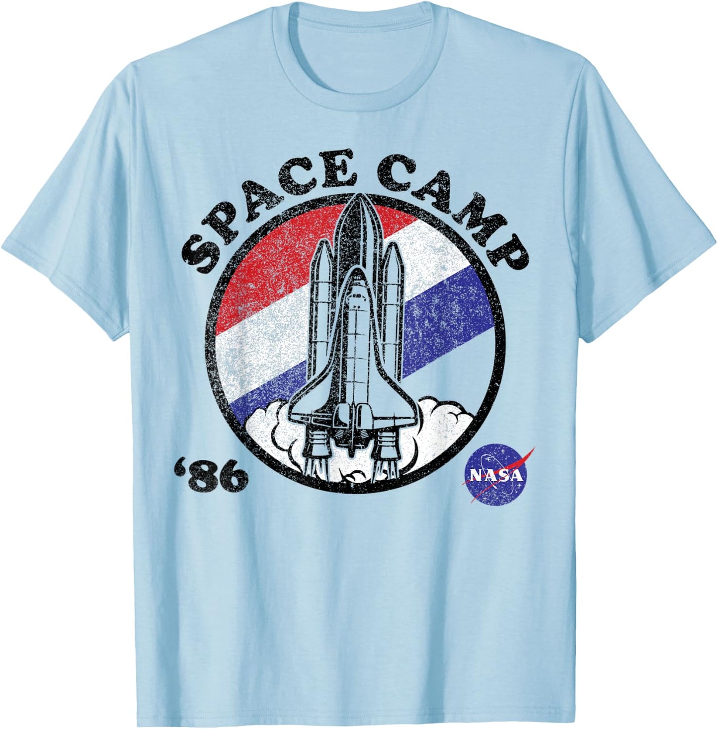 NASA Space Camp Red White Blue '86 Badge T-Shirt - T-Shirt | Light Blue