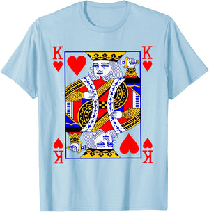 King of Hearts Playing Card Poker Card Costume Shirt T-Shirt - T-Shirt | Light Blue