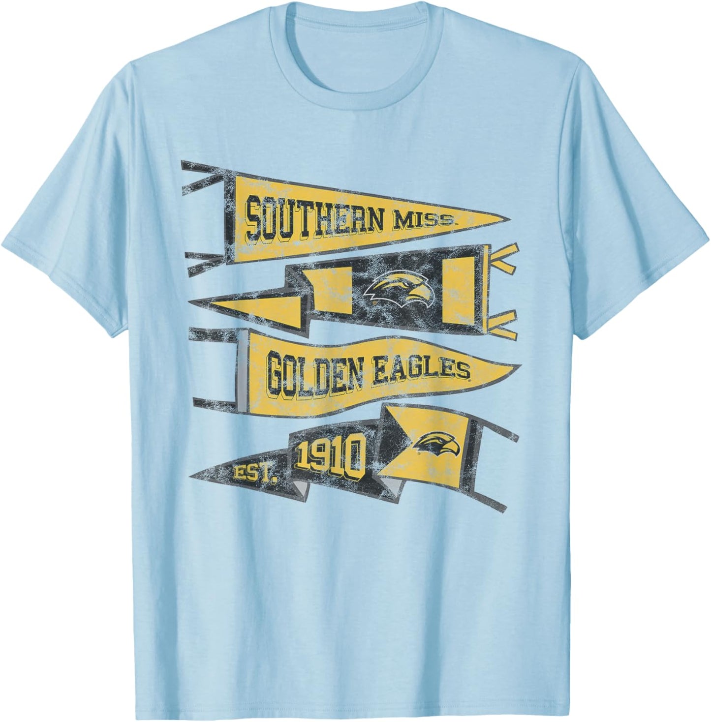 University of Southern Mississippi Golden Eagles Pennants T-Shirt - T-Shirt | Light Blue
