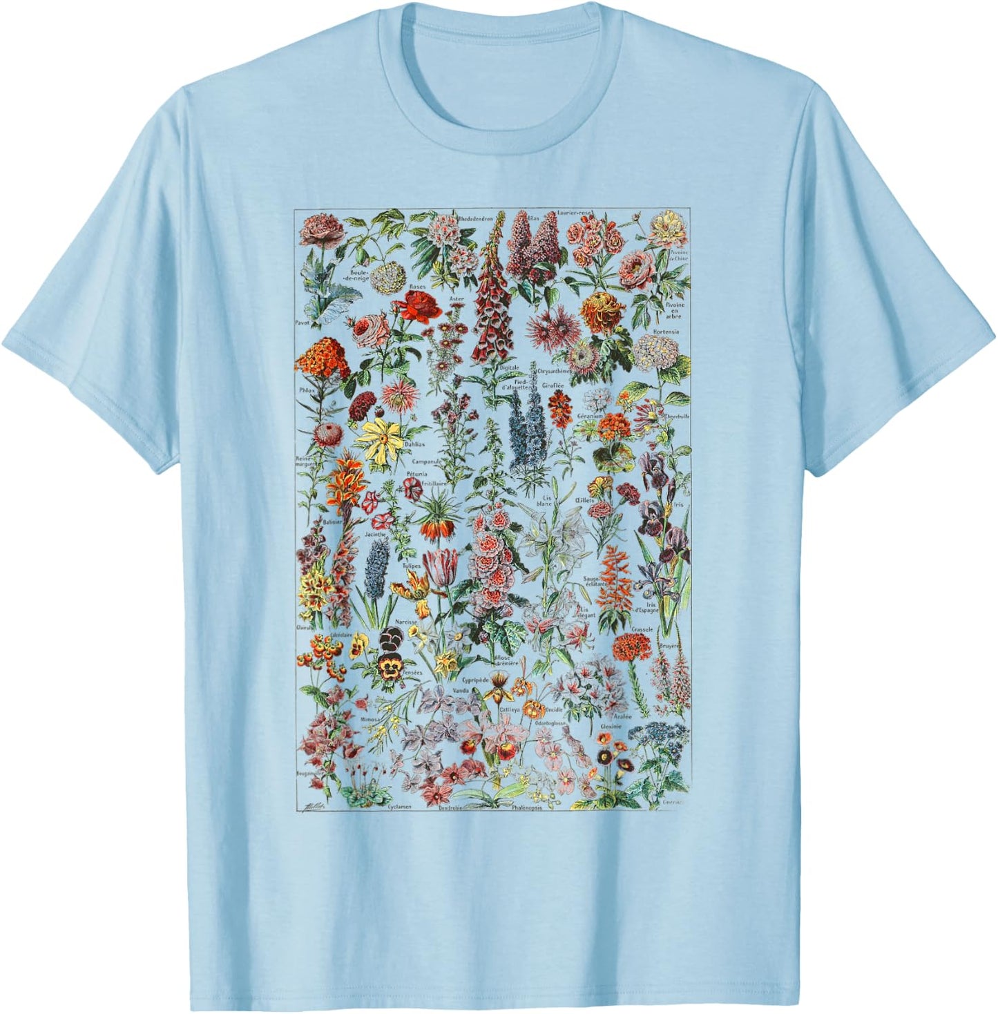 Vintage Flower Botanical Chart flower chart T-Shirt - T-Shirt | Light Blue