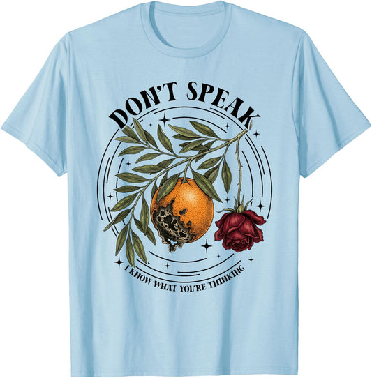 Don’t Speak I Know What You’re Thinking Vintage 90s Orange T-Shirt - T-Shirt | Light Blue