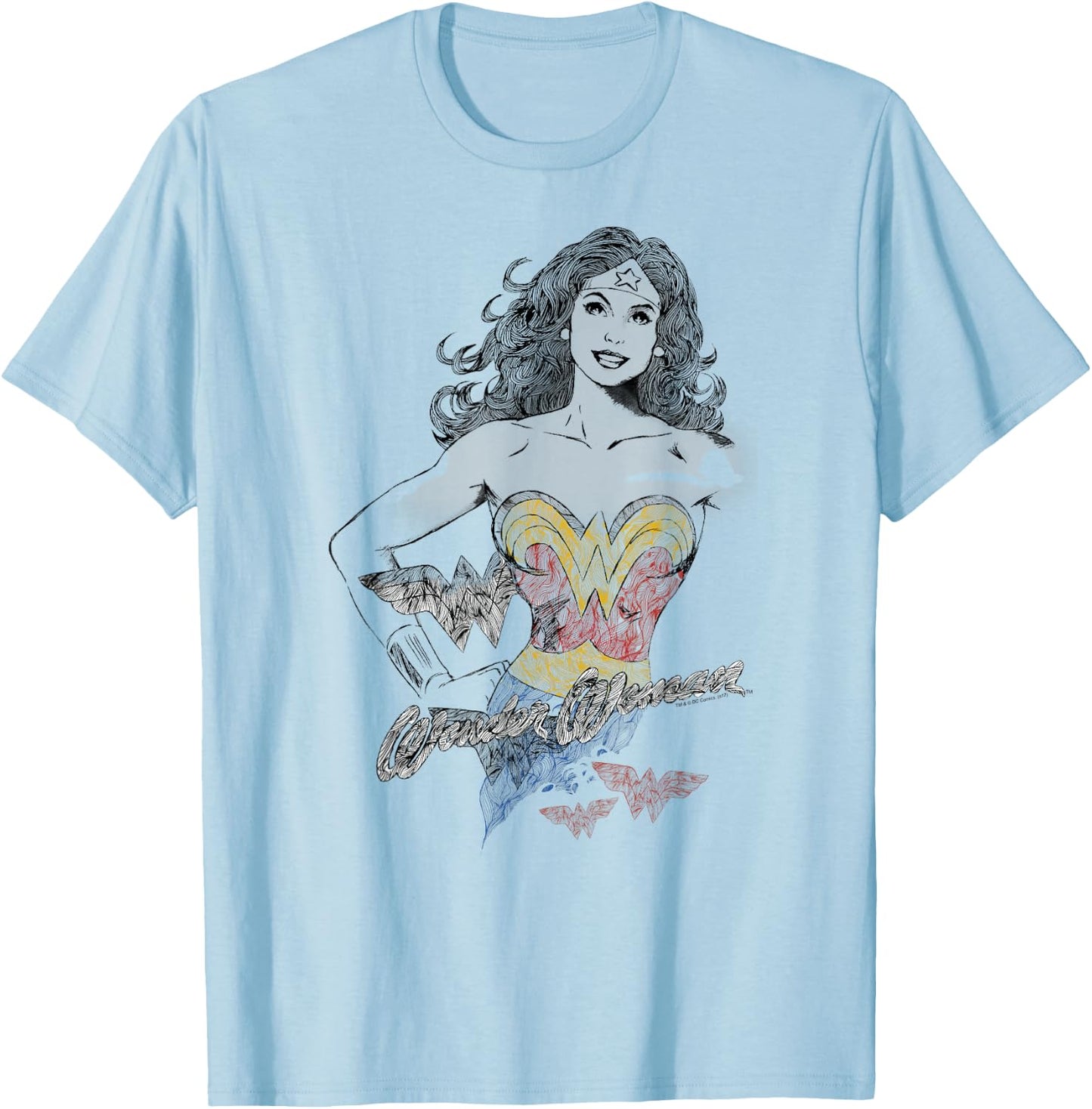 Wonder Woman Wonder Squiggles Small T-Shirt - T-Shirt | Light Blue