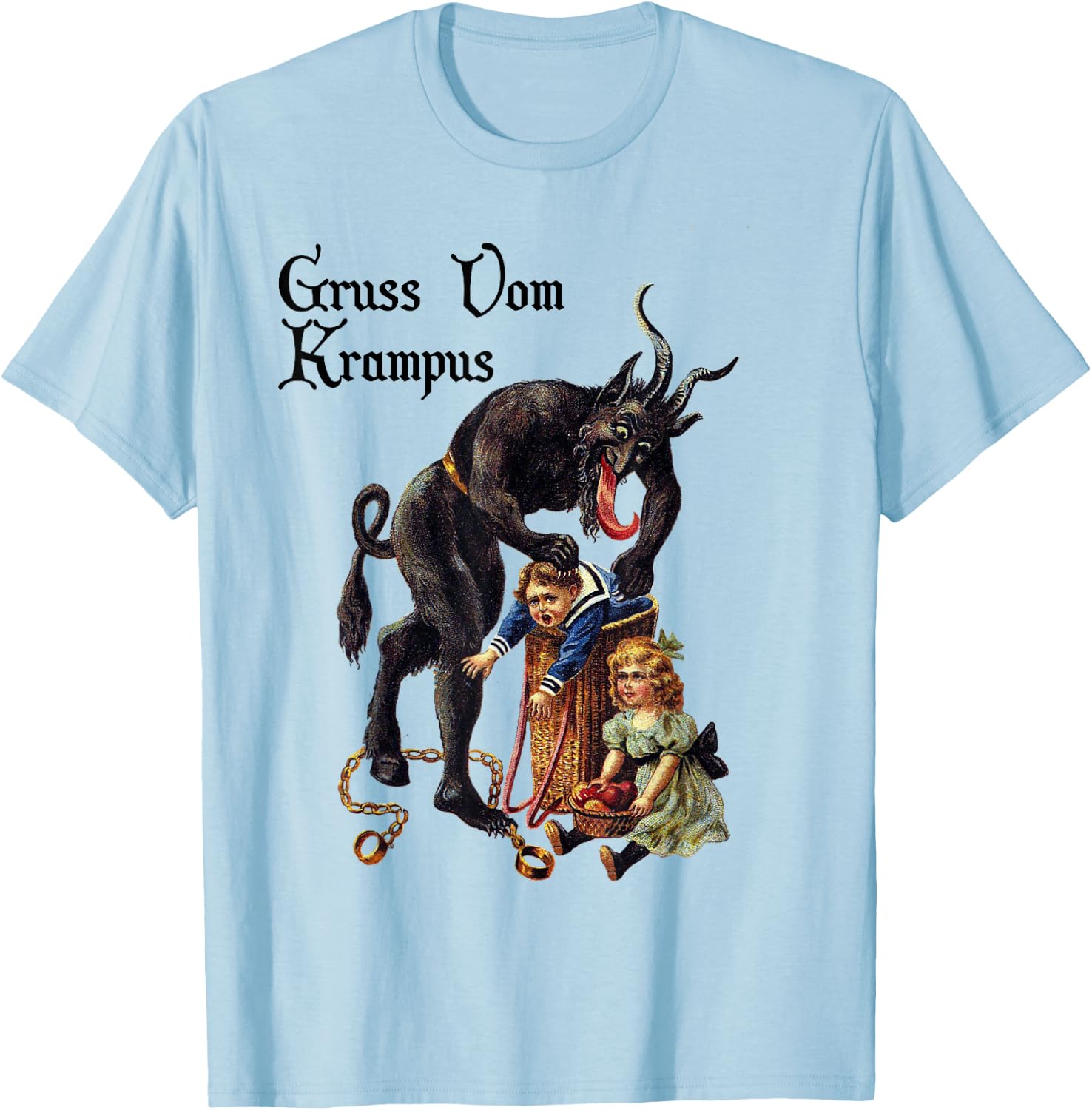 Santi Claus Greetings from Gruss Vom Krampus T-Shirt - T-Shirt | Light Blue