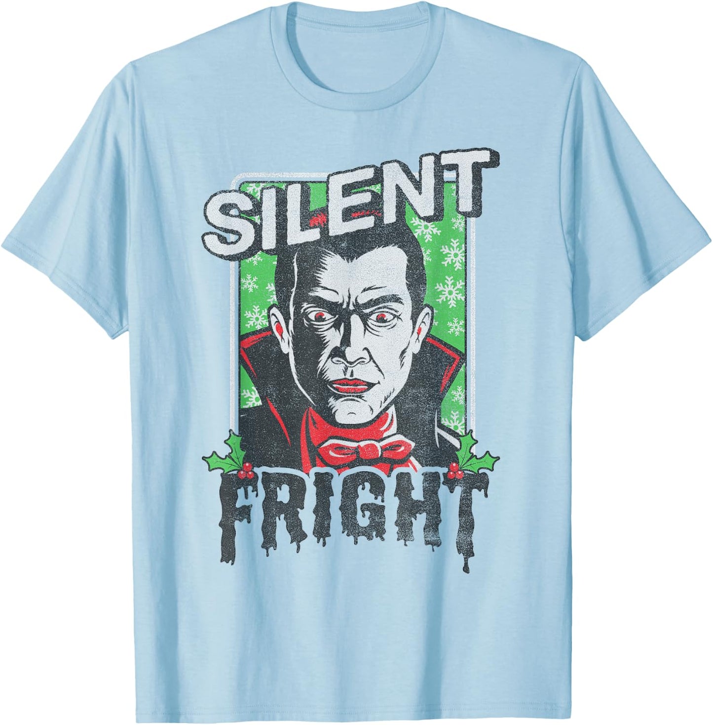 Universal Monsters Christmas Dracula Silent Fright T-Shirt - T-Shirt | Light Blue