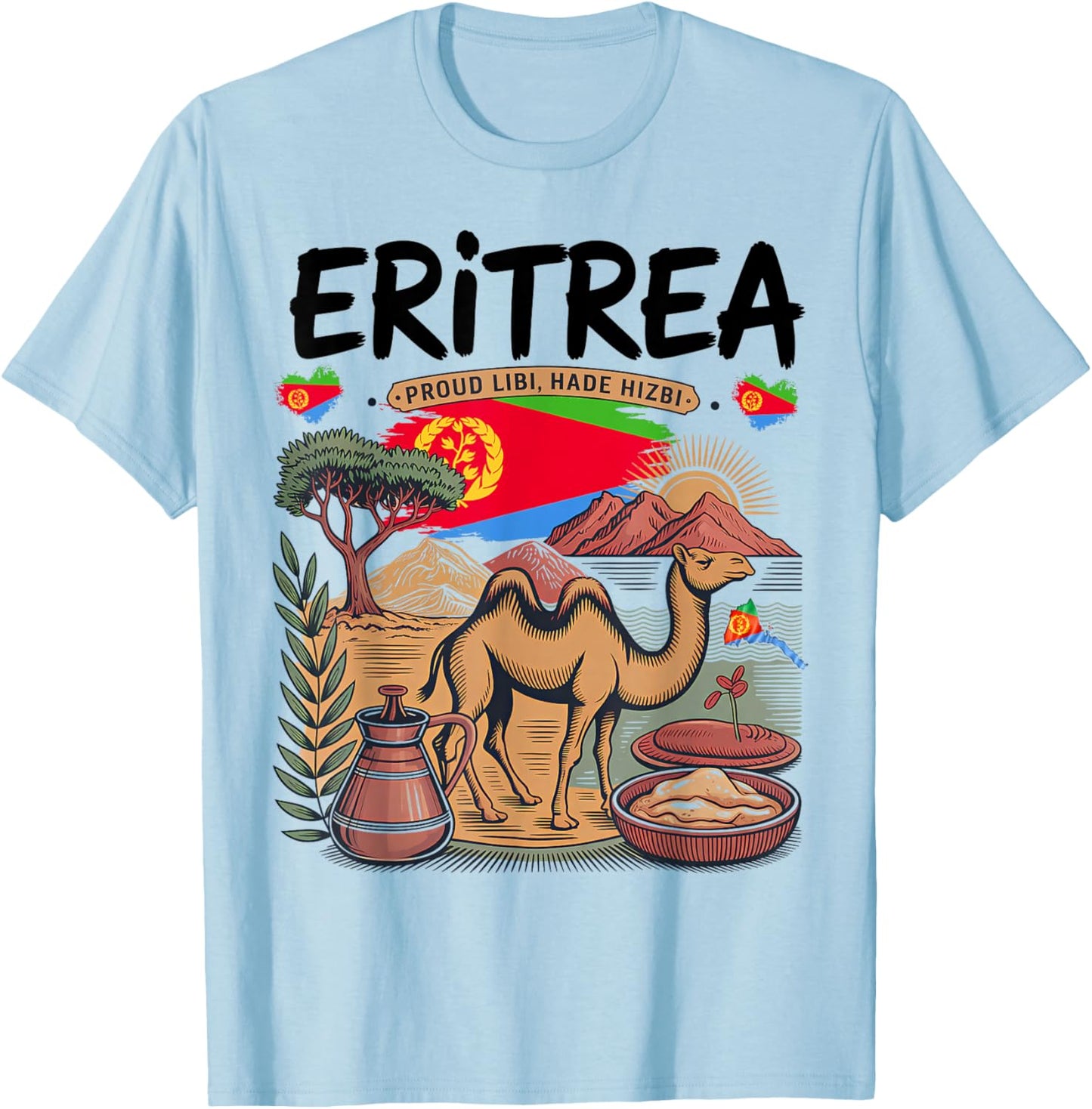 Eritrean Flag Outfit Idea Eritrea Culture Themed T-Shirt - T-Shirt | Light Blue