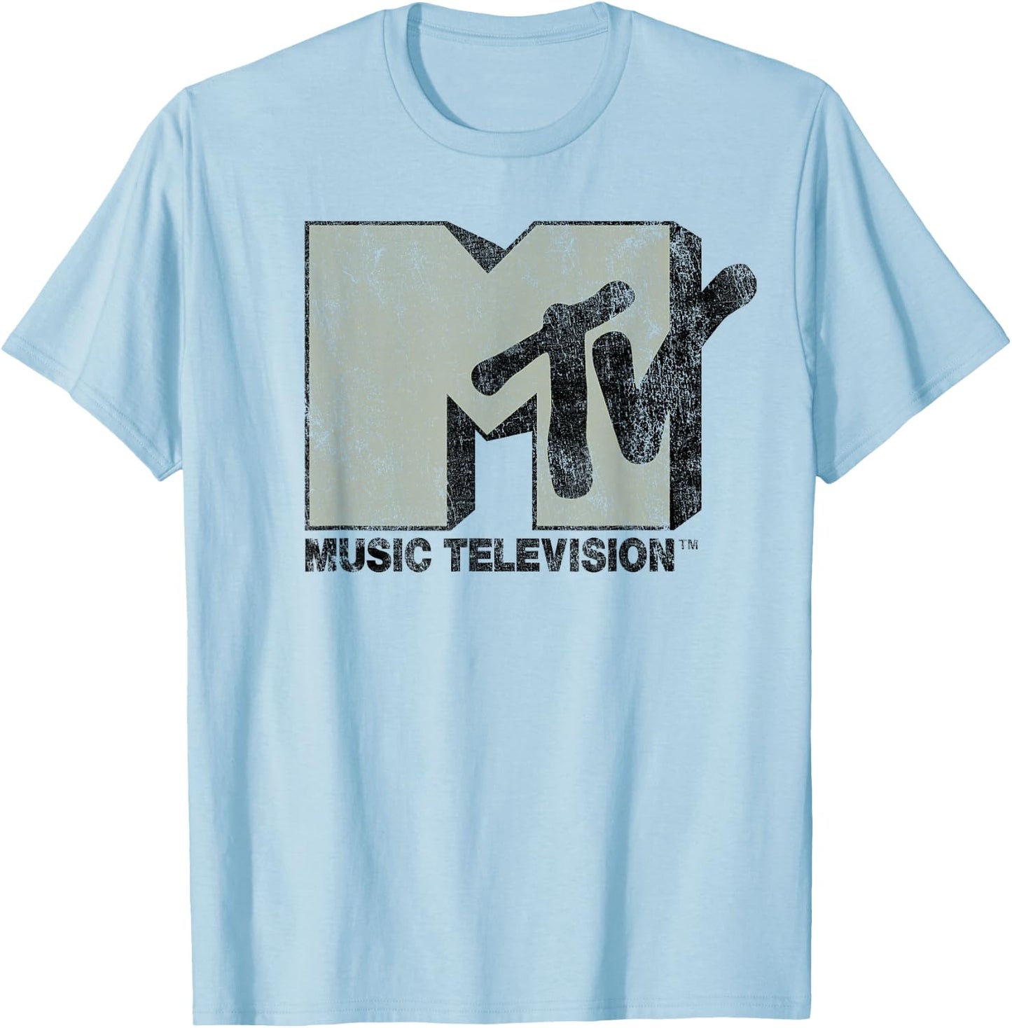MTV Simple Distressed Music Television Logo T-Shirt - T-Shirt | Light Blue