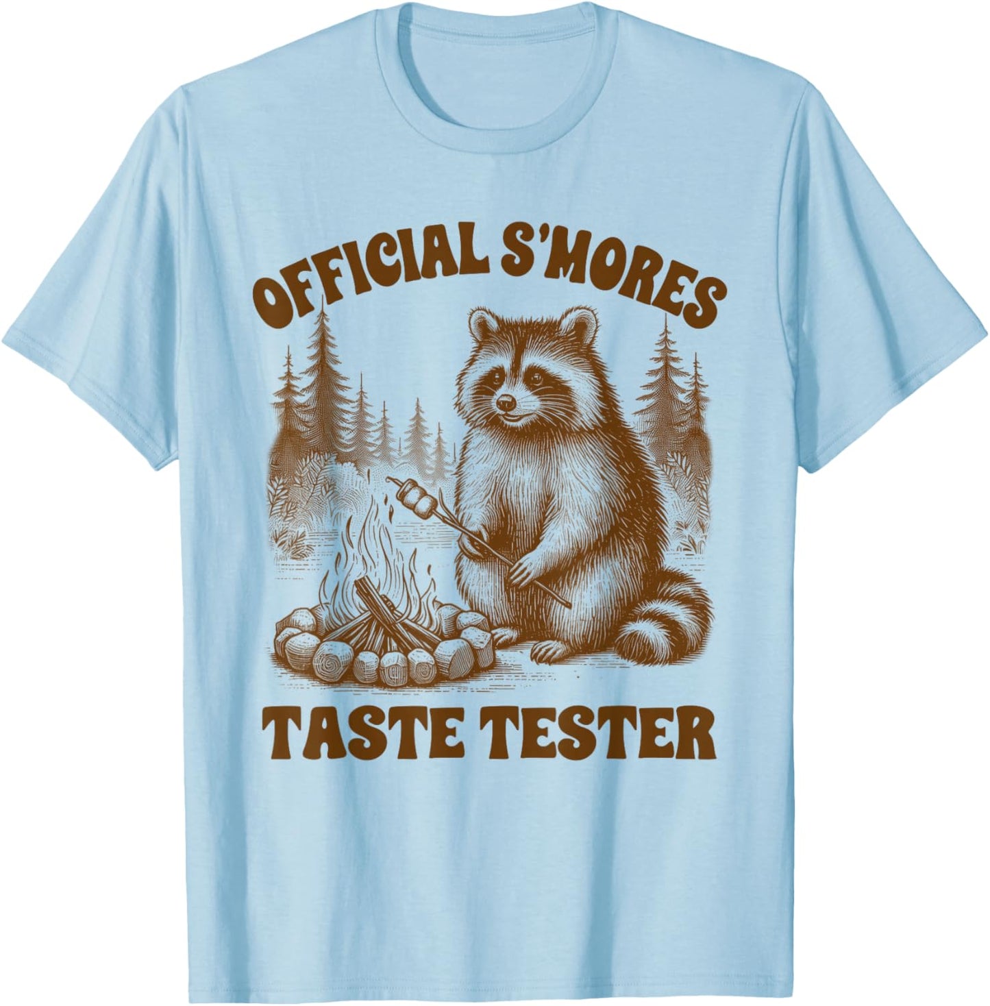 Camping Raccoon Hiking Official S'mores Taste Tester Outdoor T-Shirt - T-Shirt | Light Blue