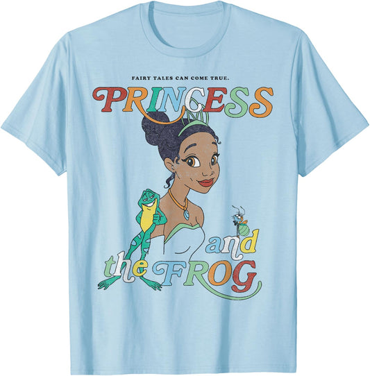Disney Princess and The Frog Tiana and Frog Naveen Portrait Small T-Shirt - T-Shirt | Light Blue