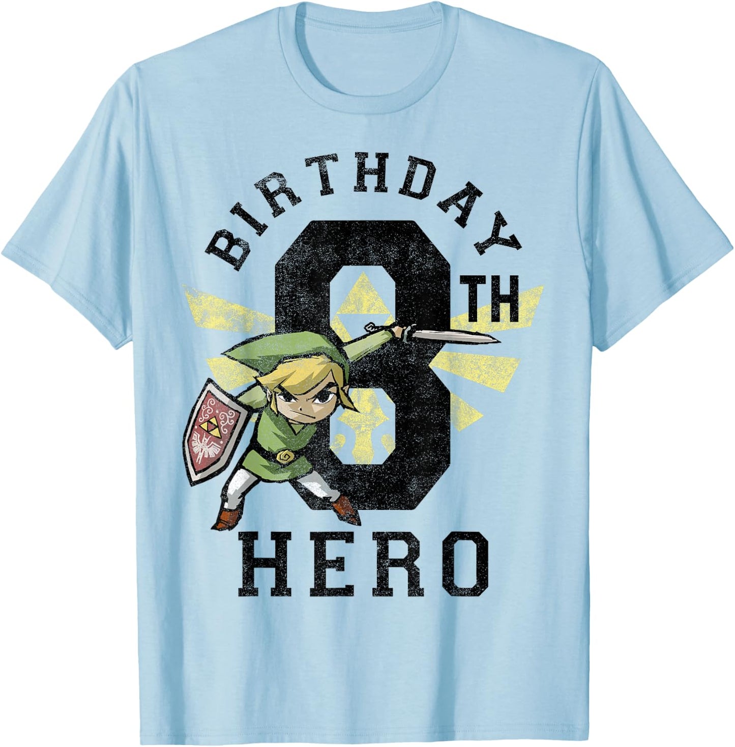 Legend Of Zelda Link 8th Birthday Hero Triforce Logo T-Shirt - T-Shirt | Light Blue