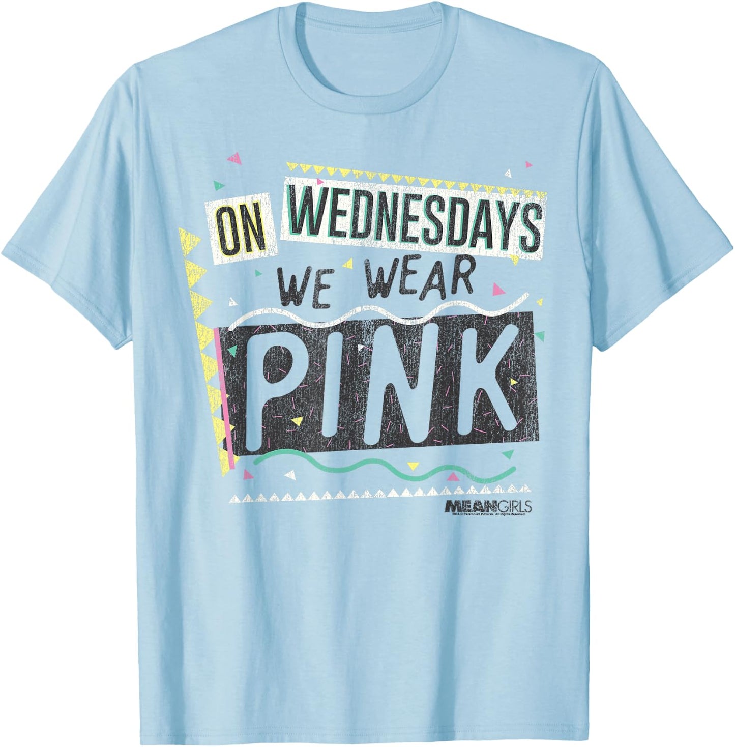 Mean Girls On Wednesdays We Wear Pink Graphic T-Shirt - T-Shirt | Light Blue