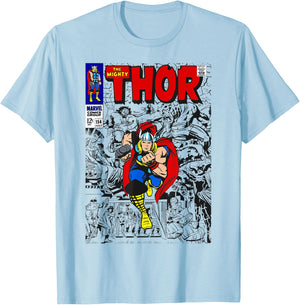 Marvel The Mighty Thor Retro Classic Comic Graphic T-Shirt - T-Shirt | Light Blue