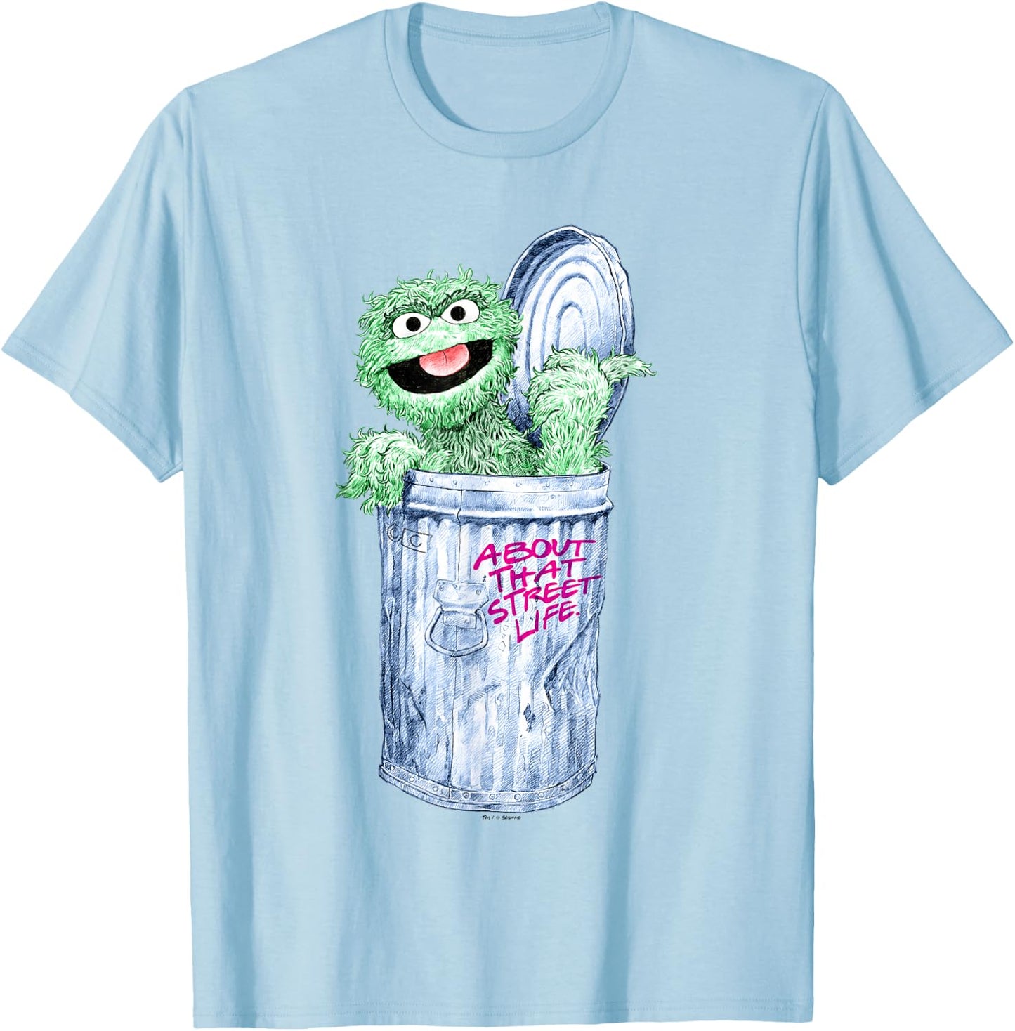 Sesame Street Oscar The Grouch Street Life T-Shirt - T-Shirt | Light Blue