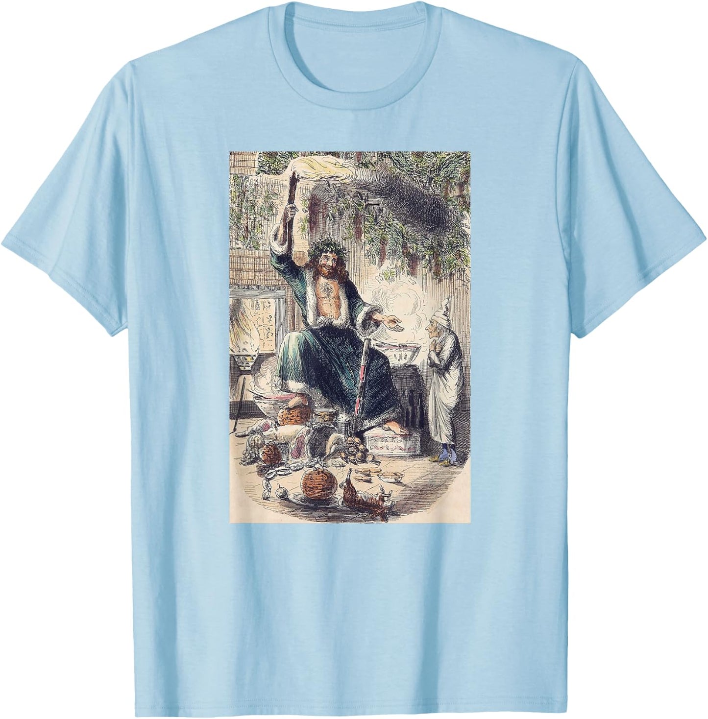 A Christmas Carol Scrooge Shirt- Christmas Present Ghost T-Shirt - T-Shirt | Light Blue