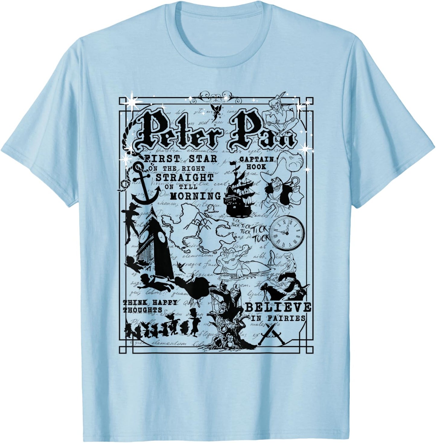 Disney Peter Pan A Traveler's Guide to Never Land T-Shirt - T-Shirt | Light Blue
