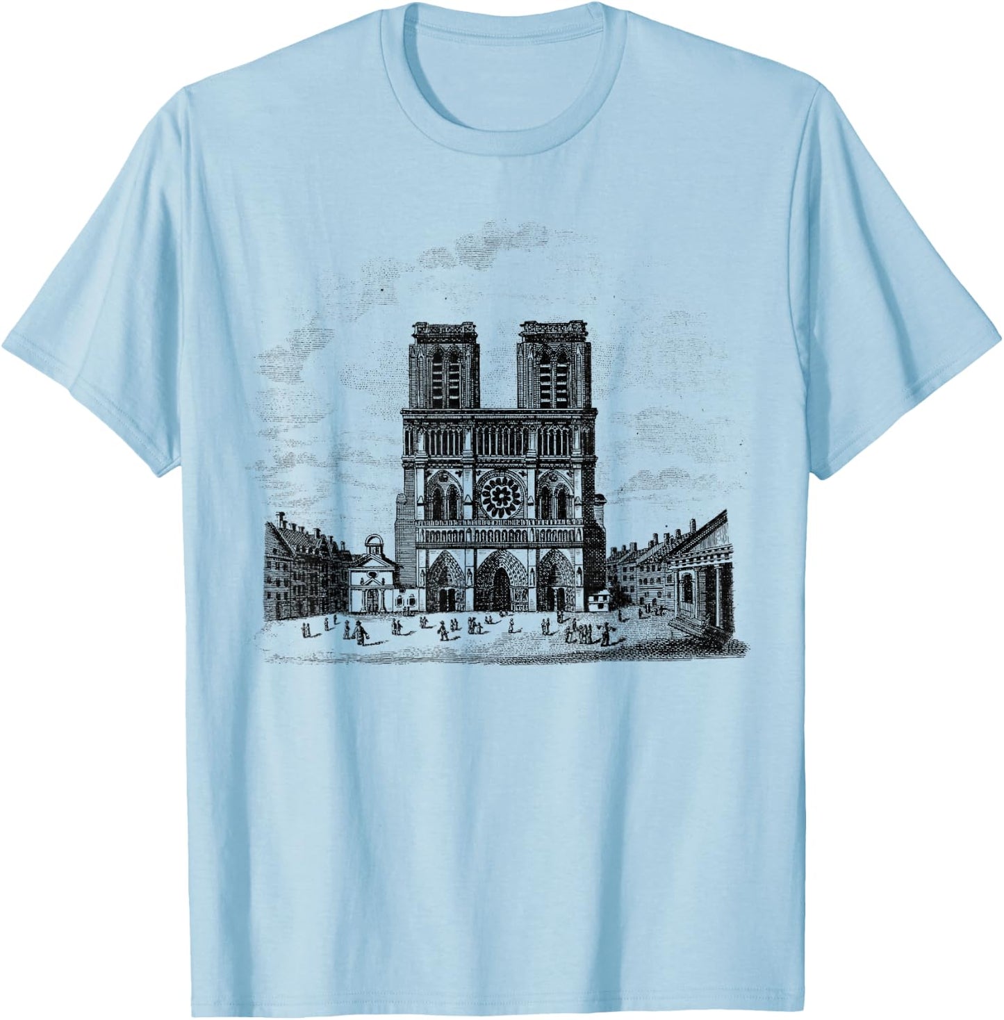 Notre Dame Paris France French Cathedral T-Shirt - T-Shirt | Light Blue