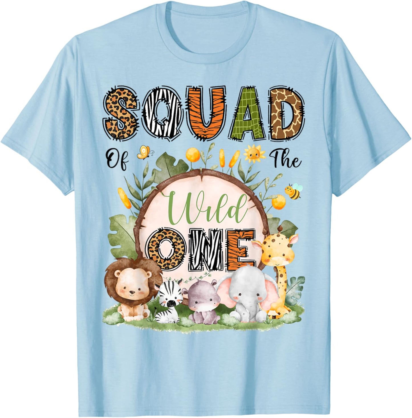 Squad Of The Wild One 1St Birthday Boy Safari Jungle T-Shirt - T-Shirt | Light Blue