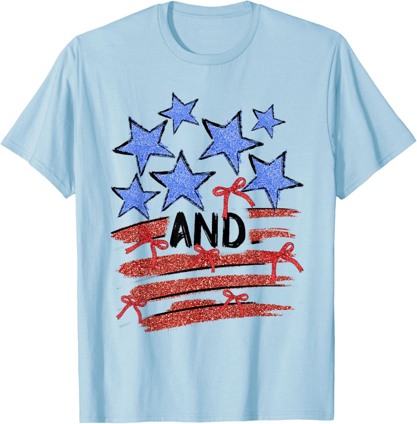 Coquette USA Patriotic American Flag 4th of July T-Shirt - T-Shirt | Light Blue