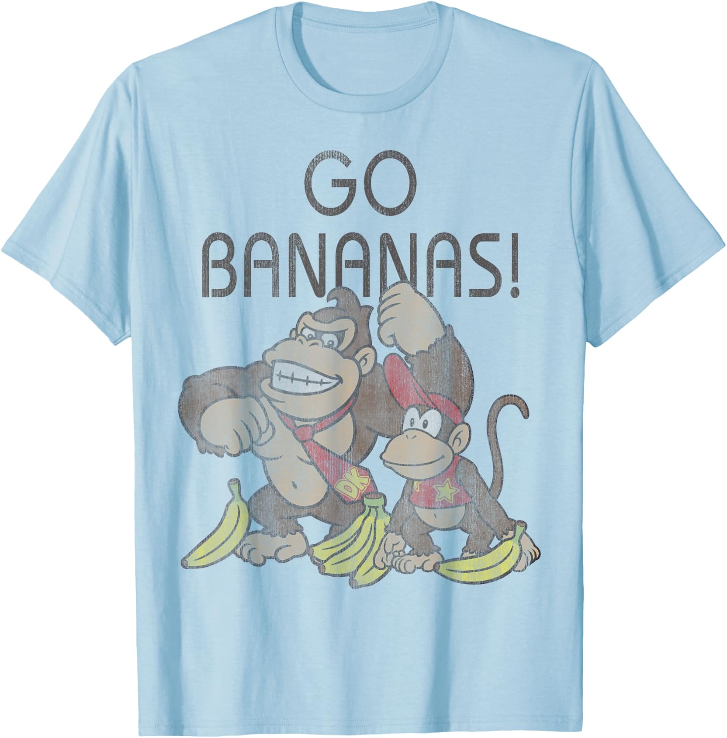 Nintendo Donkey Kong Go Bananas Vintage Graphic T-Shirt - T-Shirt | Light Blue