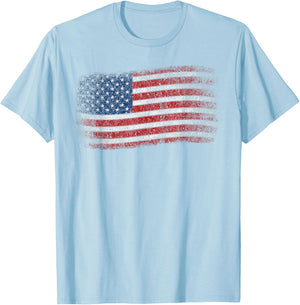 American Flag Men Women Memorial Day 4th of July USA Flag T-Shirt - T-Shirt | Light Blue