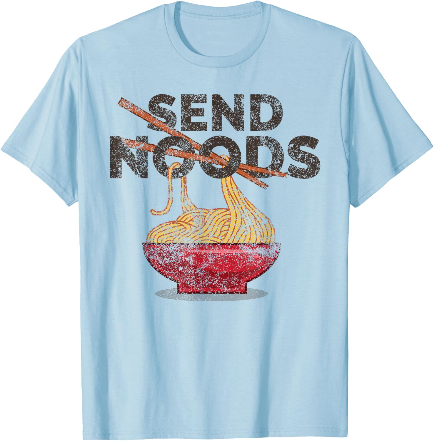 Send Noods Distressed Funny Ramen Noodle T-Shirt - T-Shirt | Light Blue