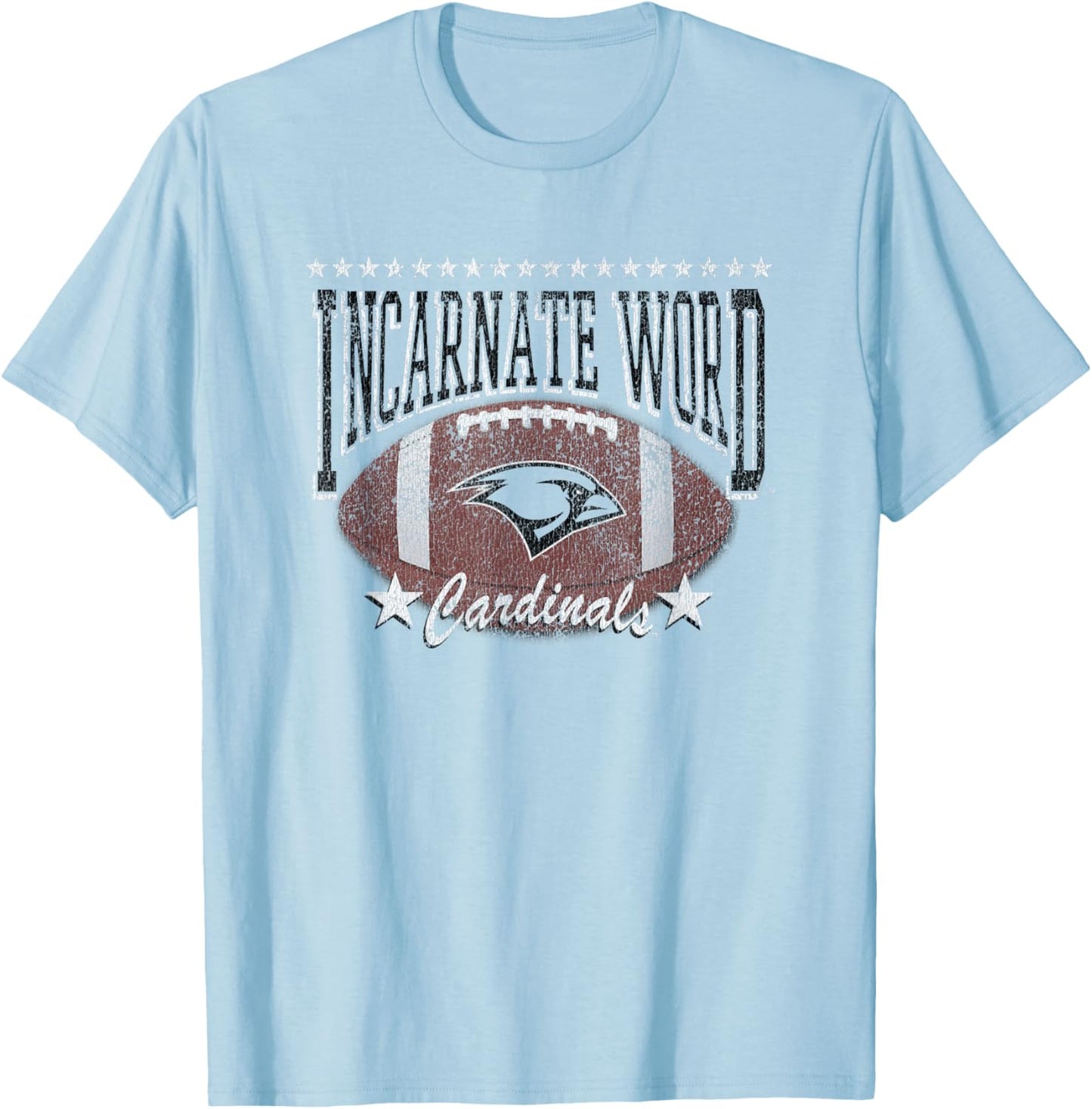 Incarnate Word Cardinals Football Vintage Stars Red T-Shirt - T-Shirt | Light Blue