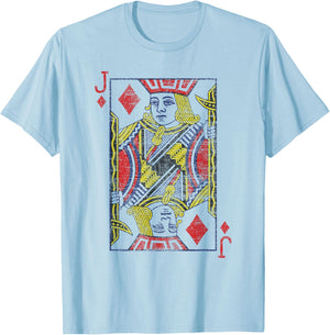 Jack Of Diamonds Playing Card Costume Poker Distressed T-Shirt - T-Shirt | Light Blue