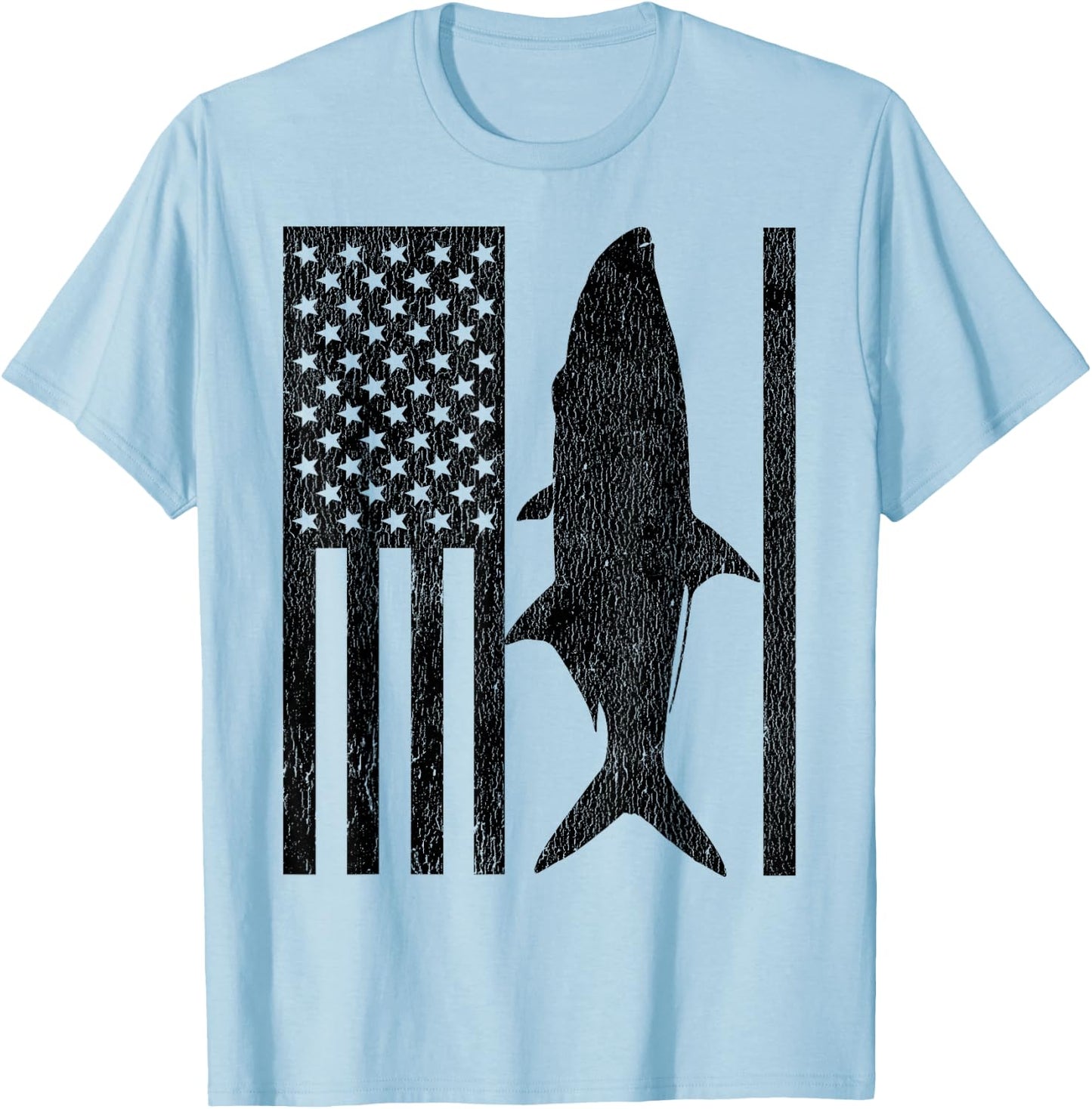 Tarpon Fishing - American Flag Tarpon Fisherman T-Shirt - T-Shirt | Light Blue