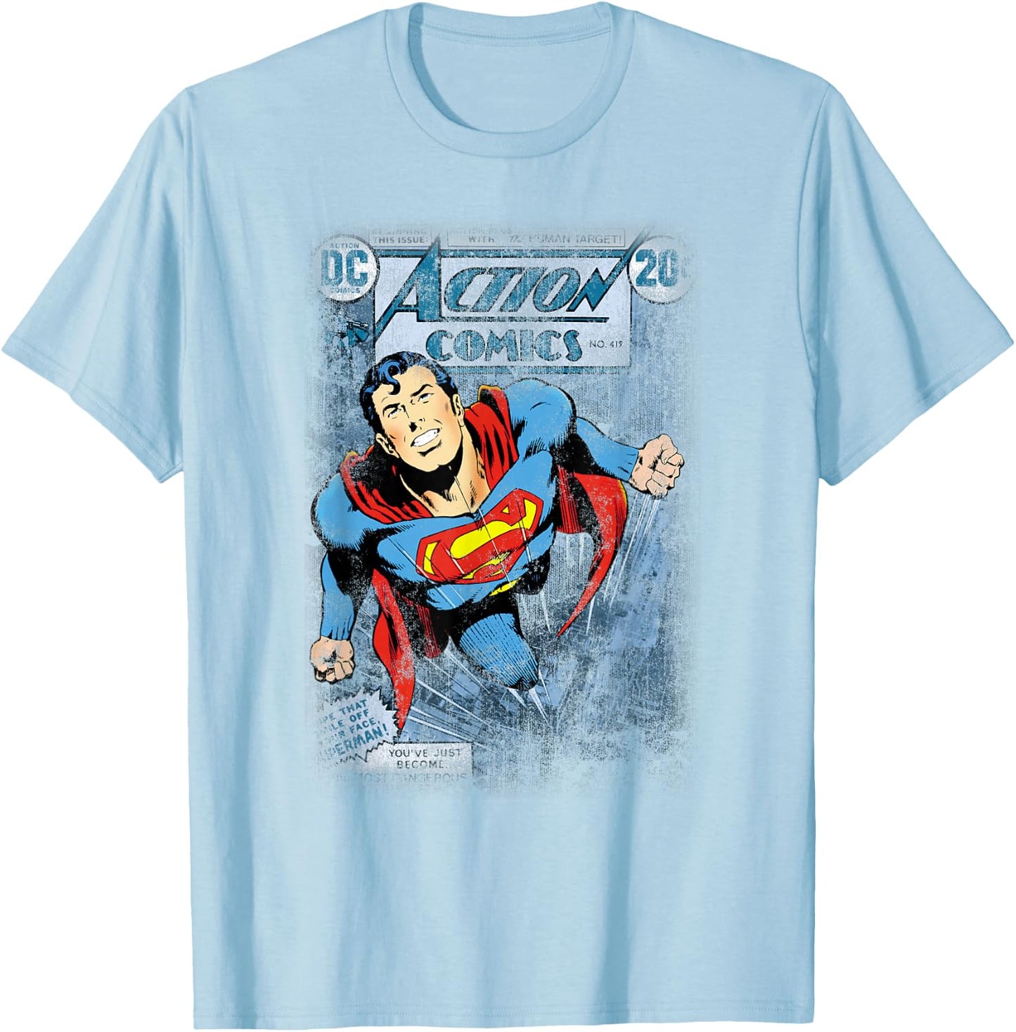 Superman Action #419 Distress T Shirt T-Shirt - T-Shirt | Light Blue