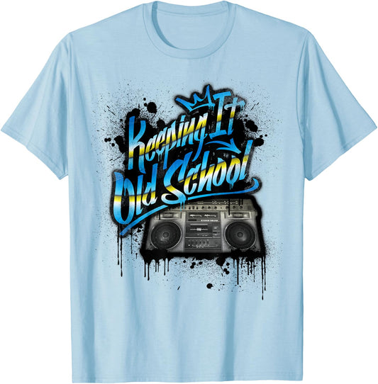 Keeping It Old School - Old School Boombox 80s T-Shirt - T-Shirt | Light Blue