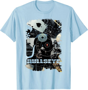 Marvel Bullseye Grunge Ace of Spades Mugshot Graphic T-Shirt - T-Shirt | Light Blue