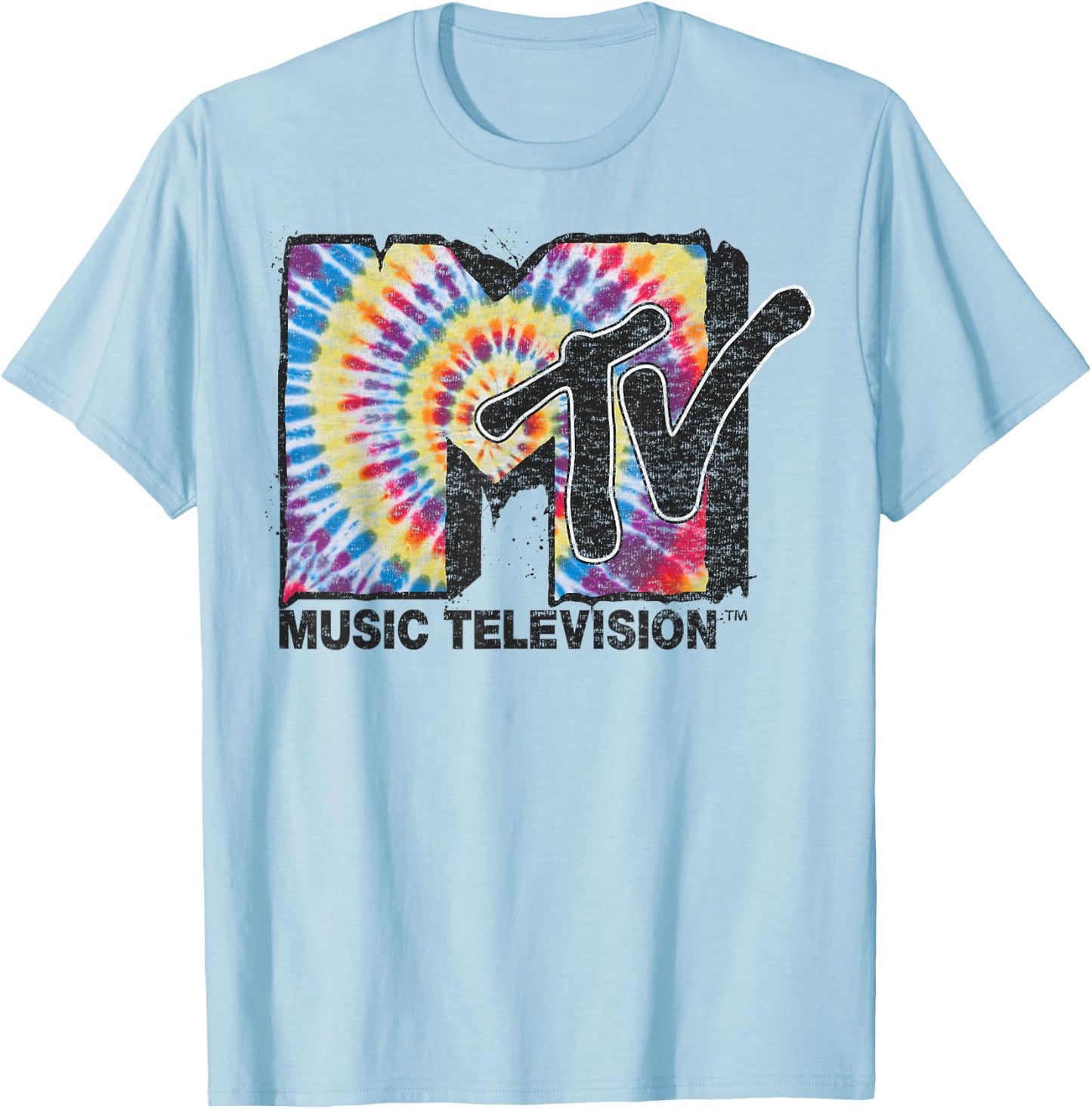 MTV Rainbow Tie Dye Spiral Logo T-Shirt - T-Shirt | Light Blue