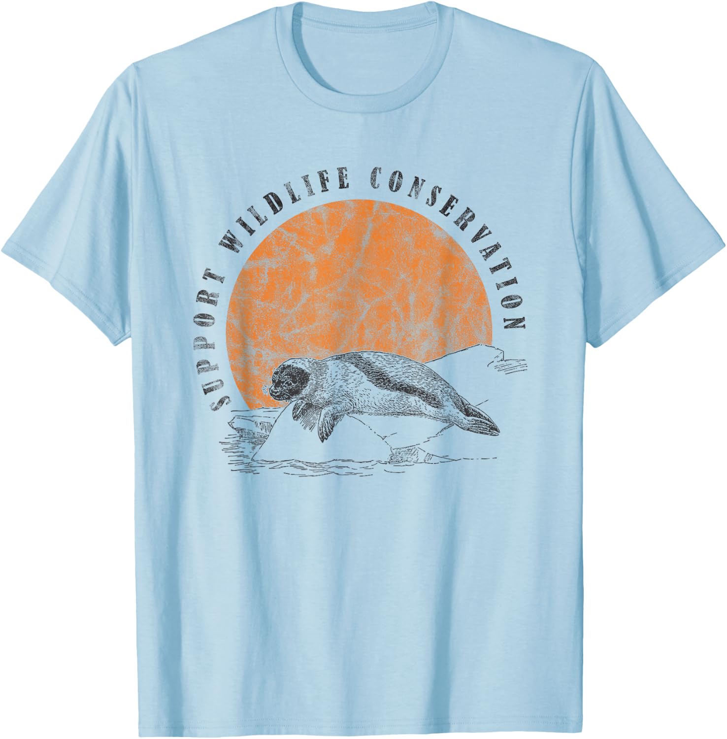 Vintage Wildlife Conservation Baby Seal Lover Gift T-Shirt - T-Shirt | Light Blue