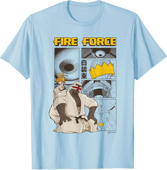 Ripple Junction x Fire Force Haumea and Charon Manga Scene T-Shirt - T-Shirt | Light Blue