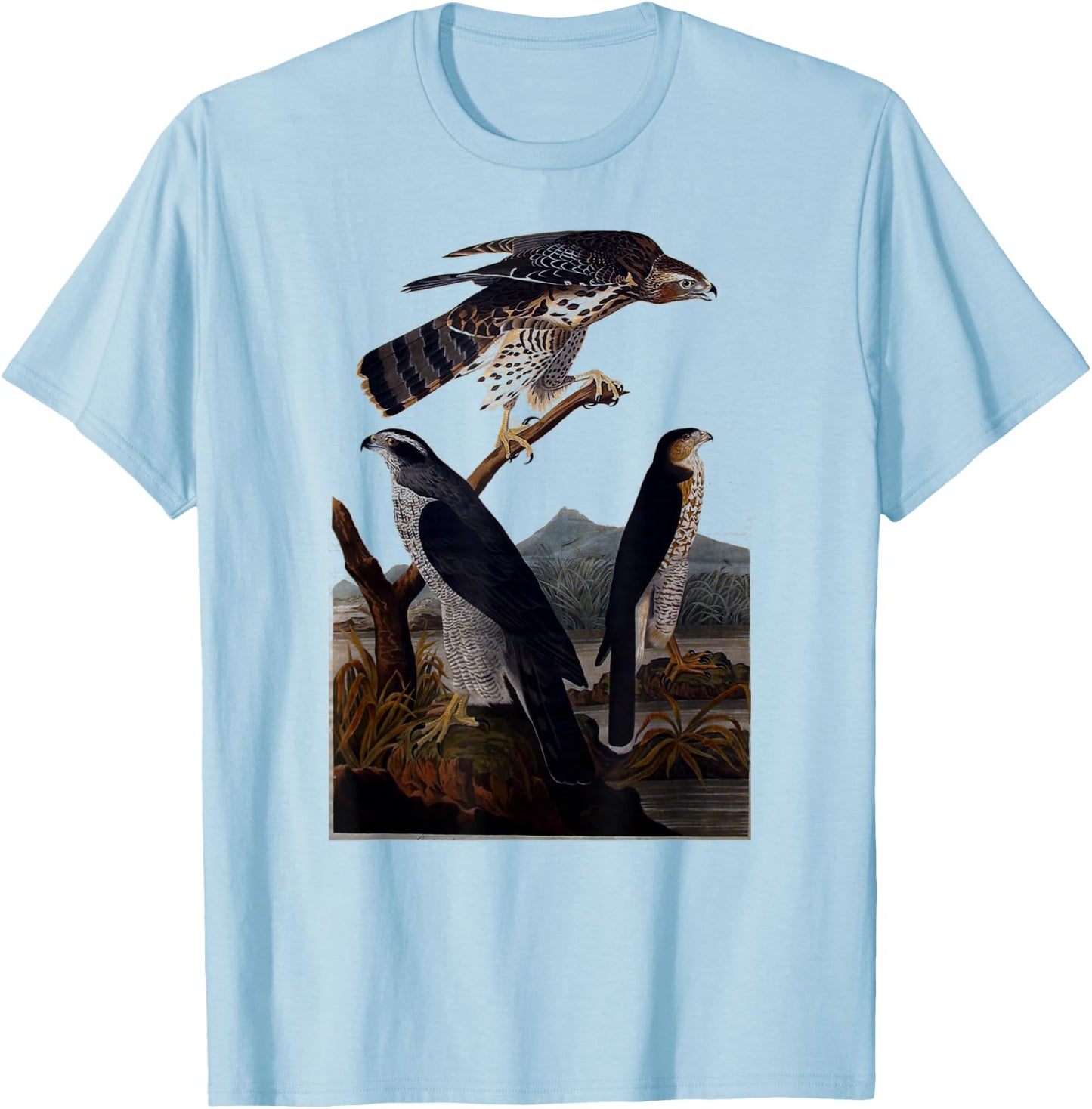 Goshawk Birds of Prey Hawk Air Raptors vintage Graphic T-Shirt - T-Shirt | Light Blue