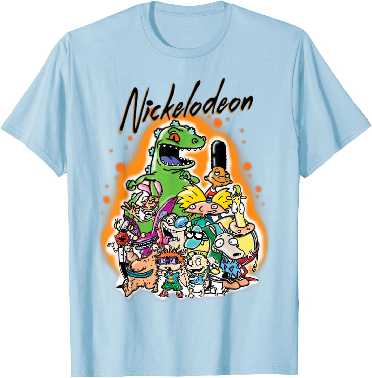 Nickelodeon Classic Nick 90s Urban Spray Paint Character T-Shirt - T-Shirt | Light Blue
