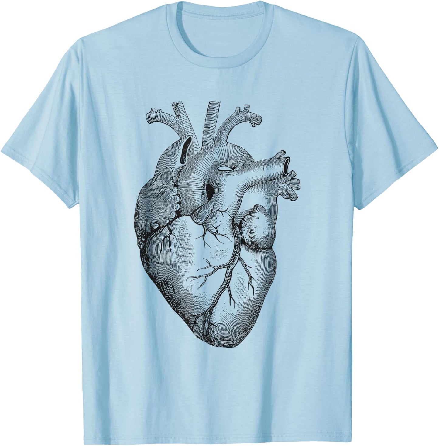 Real Anatomical Human Heart Drawing T-Shirt - T-Shirt | Light Blue