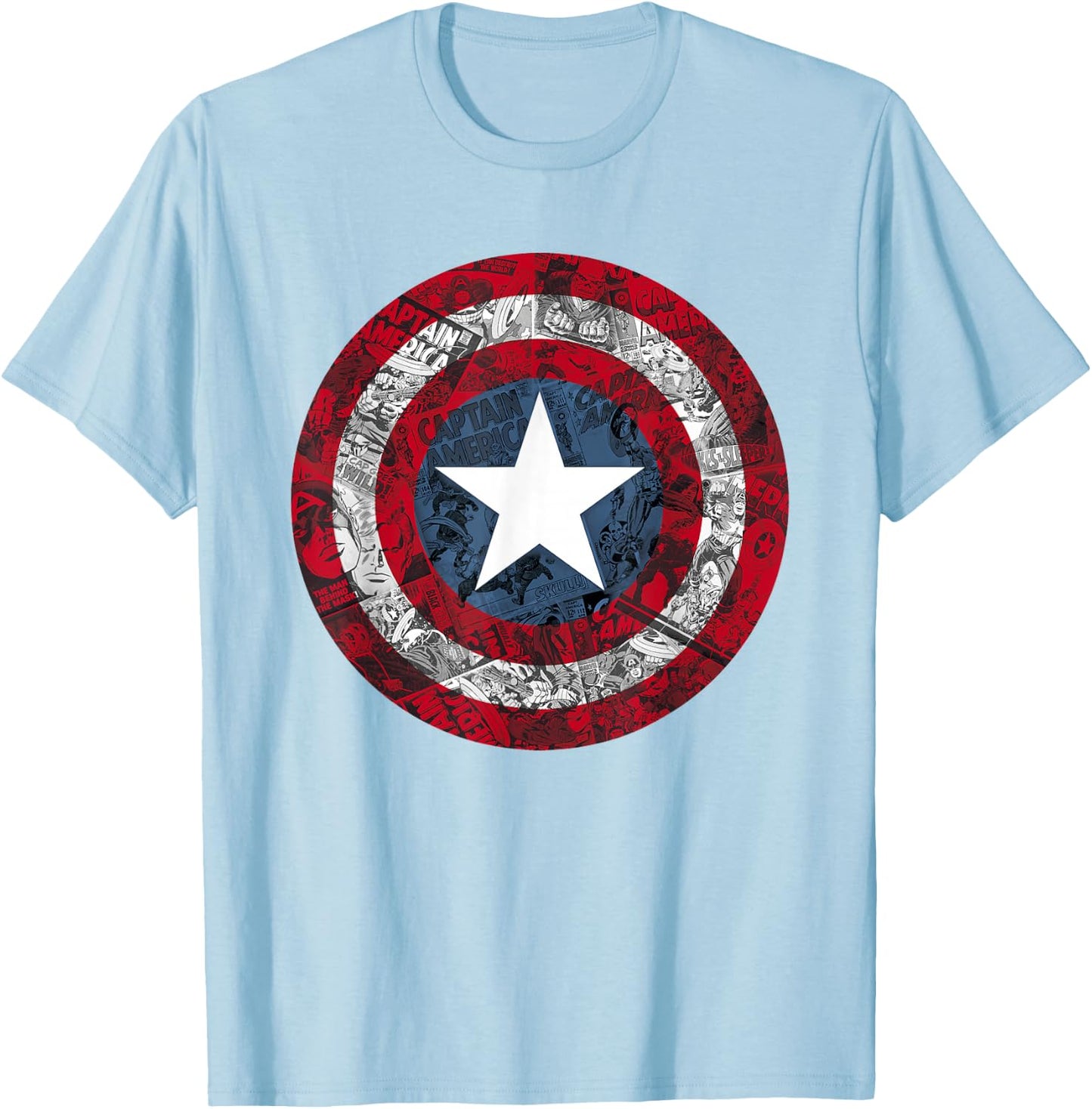 Marvel Captain America Avengers Shield Comic C1 T-Shirt - T-Shirt | Light Blue