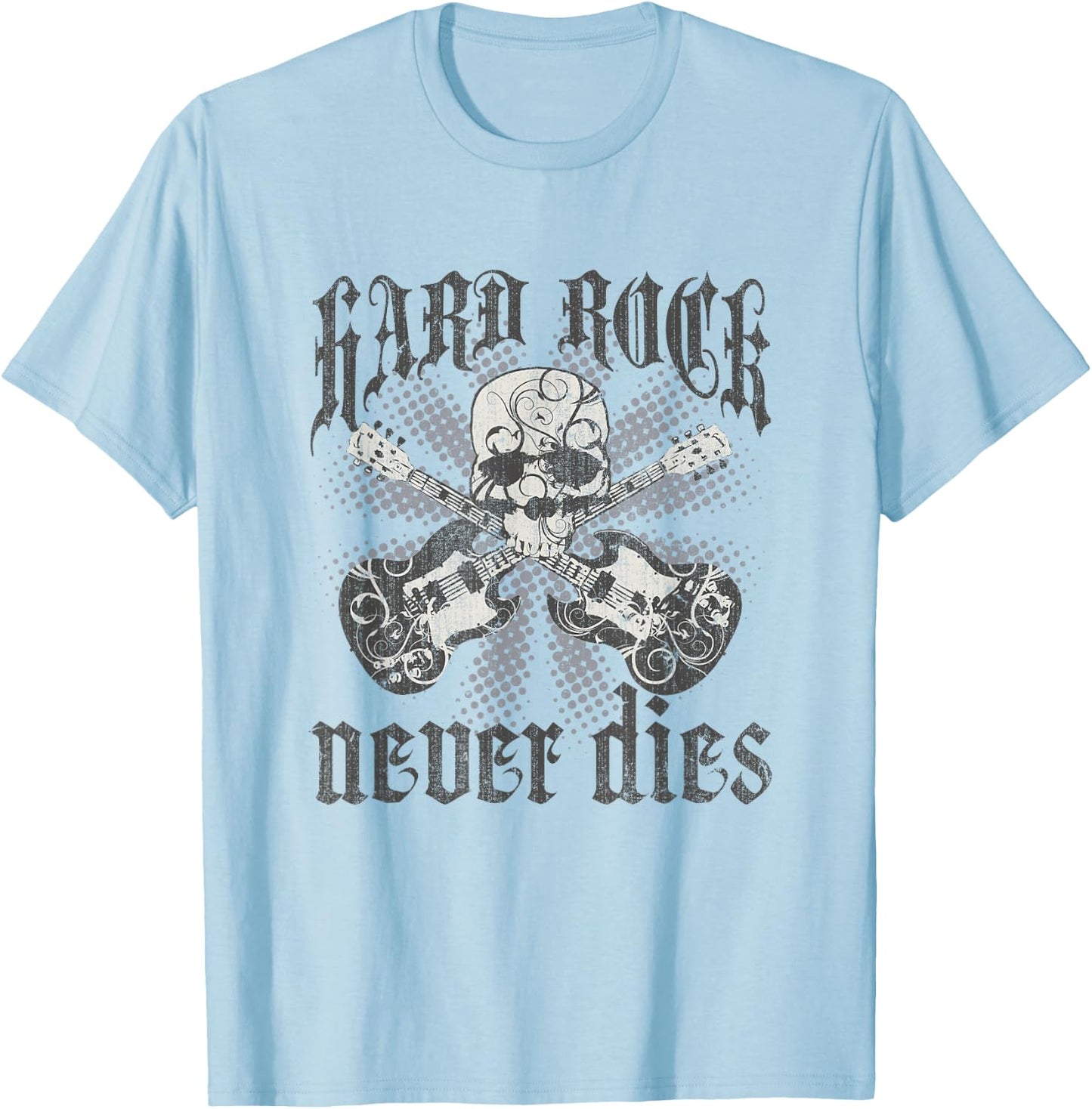 Hard Rock Never Dies Retro Vintage T-Shirt - T-Shirt | Light Blue