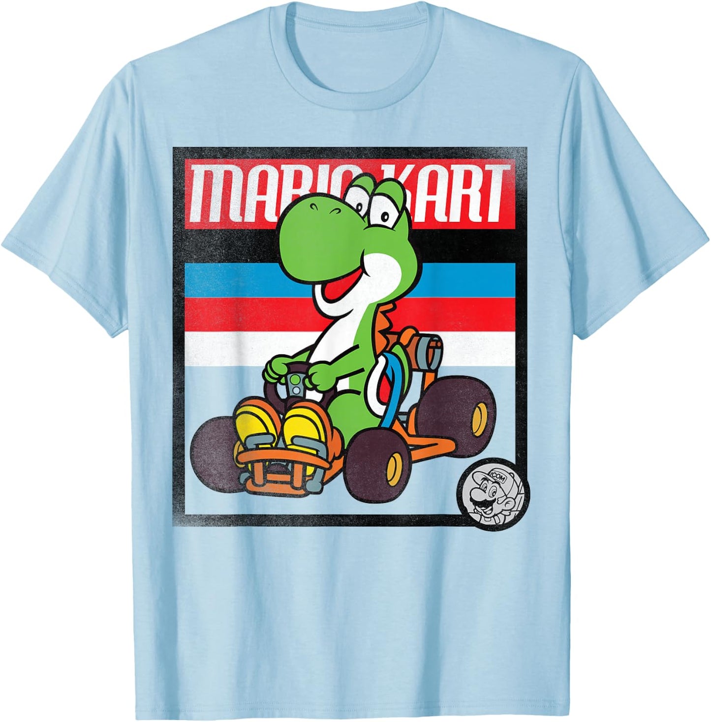 Nintendo Mario Kart Yoshi Old School Graphic T-Shirt - T-Shirt | Light Blue