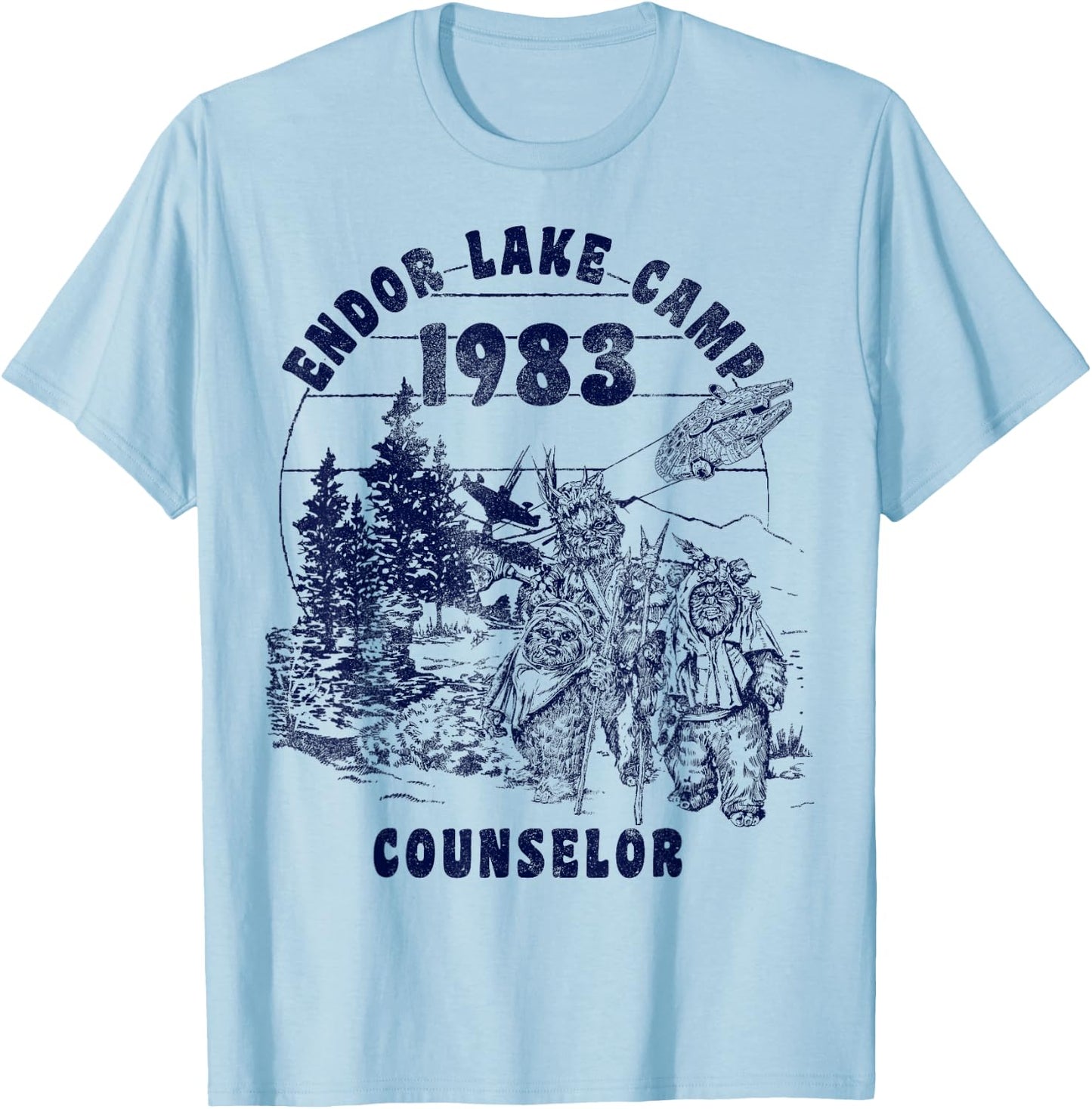 Star Wars Endor Lake Camp Counselor 1983 Logo T-Shirt - T-Shirt | Light Blue